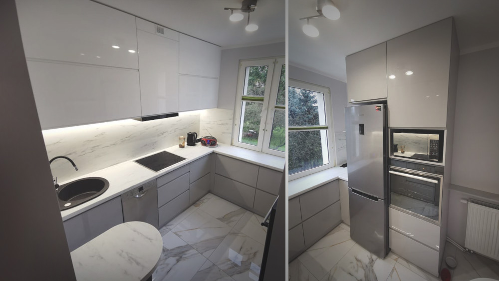 Meble na wymiar Jelenia Góra - Szaro-biały połysk