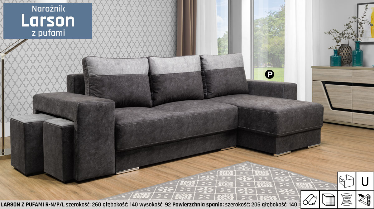 Narożnik Larson z pufami